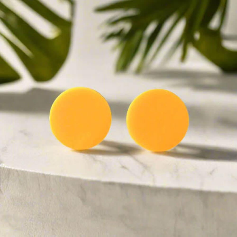 Bright Yellow Stud Earrings for Women | Minimalist Clay Jewellery