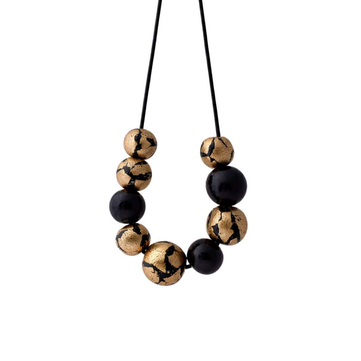 black and gold leaf statement necklace handmade at Lottie of London