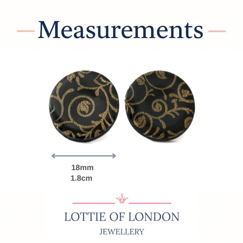 Black & Gold Floral Stud Earrings for Women | Minimalist Studs
