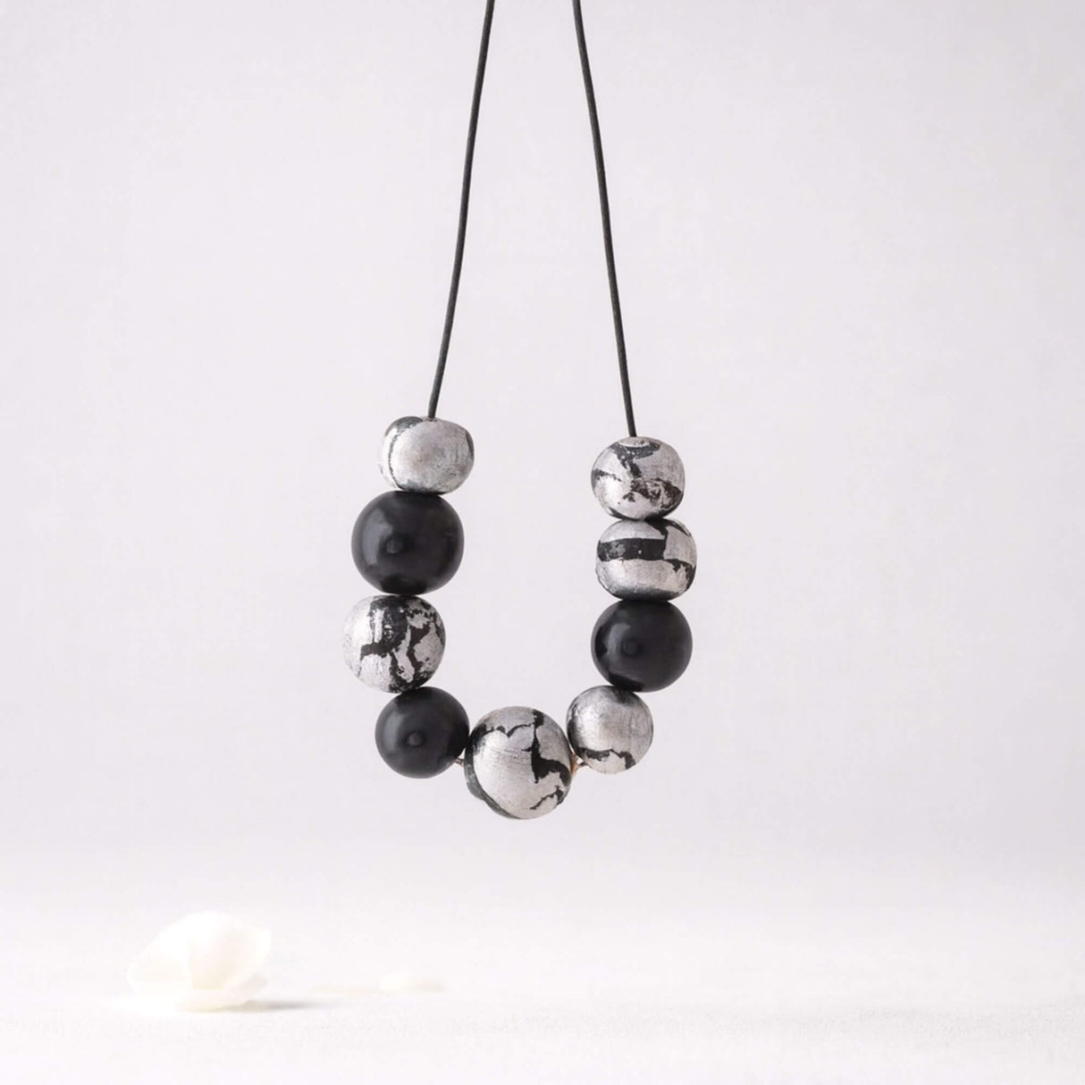 black and silver chunky statement necklace - handmade at lottie of london jewellery