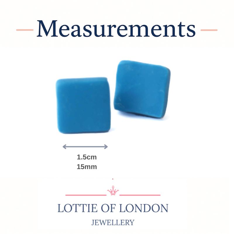 Blue Clay Stud Earrings – Minimal Everyday Studs - Lottie Of London Jewellery