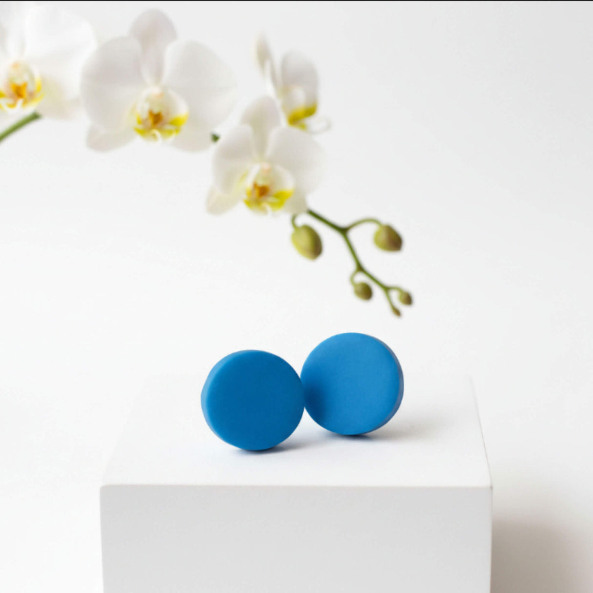 blue stud earrings lifestyle handmade jewellery at Lottie of london