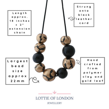 Black and Gold Chunky Statement Necklace for Women