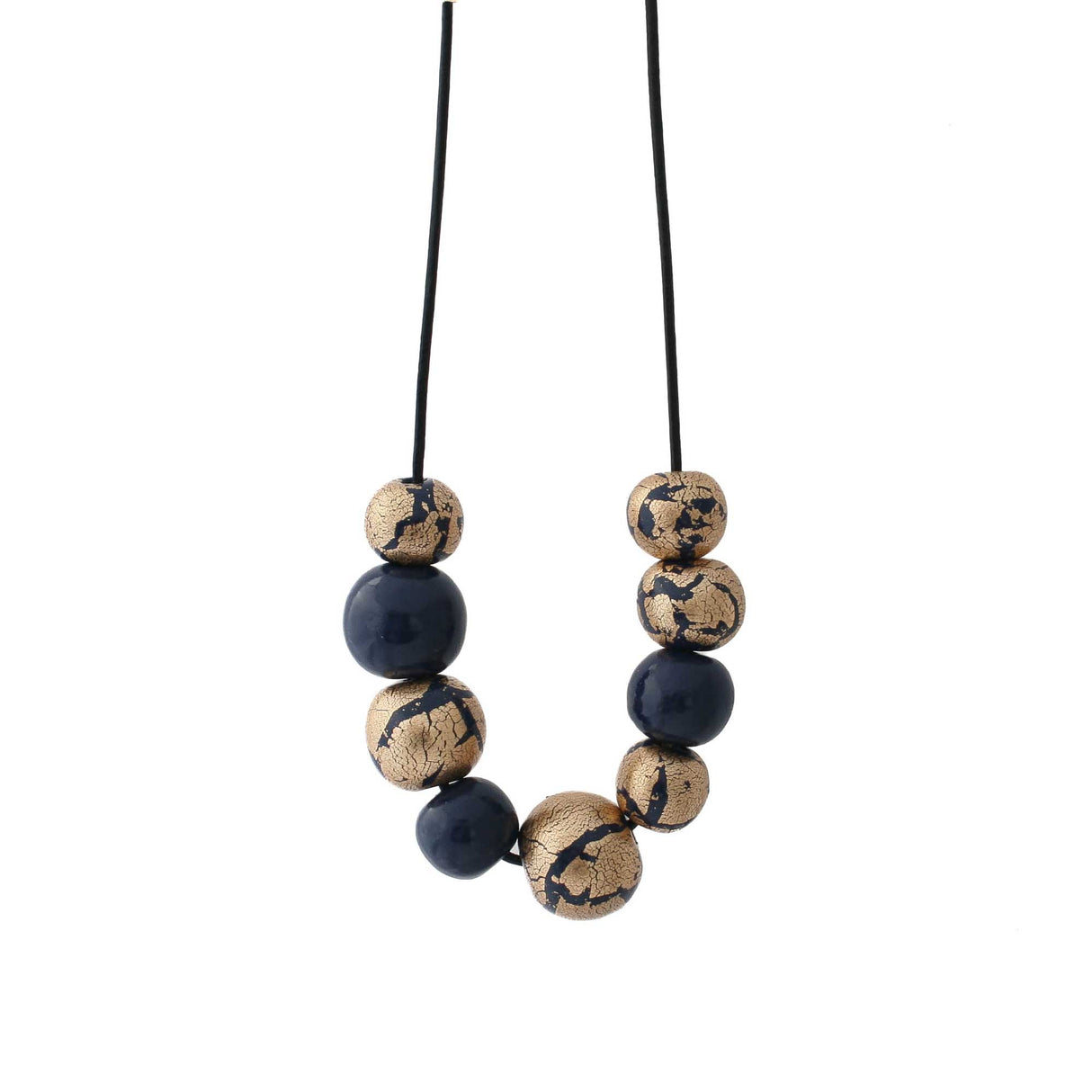 Navy and Gold Chunky Statement Necklace for Women