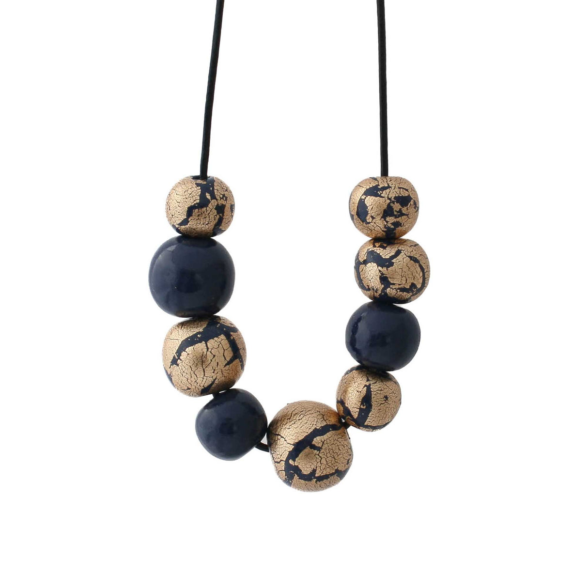 Navy and Gold Chunky Statement Necklace for Women
