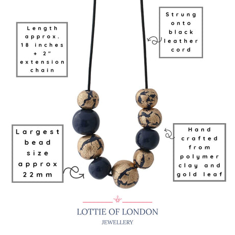 Navy and Gold Chunky Statement Necklace for Women