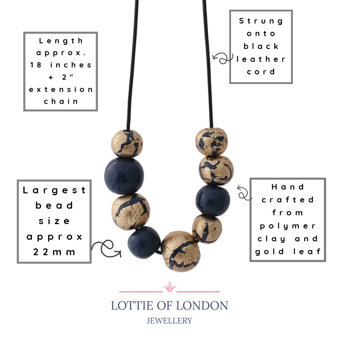 Navy and Gold Chunky Statement Necklace for Women