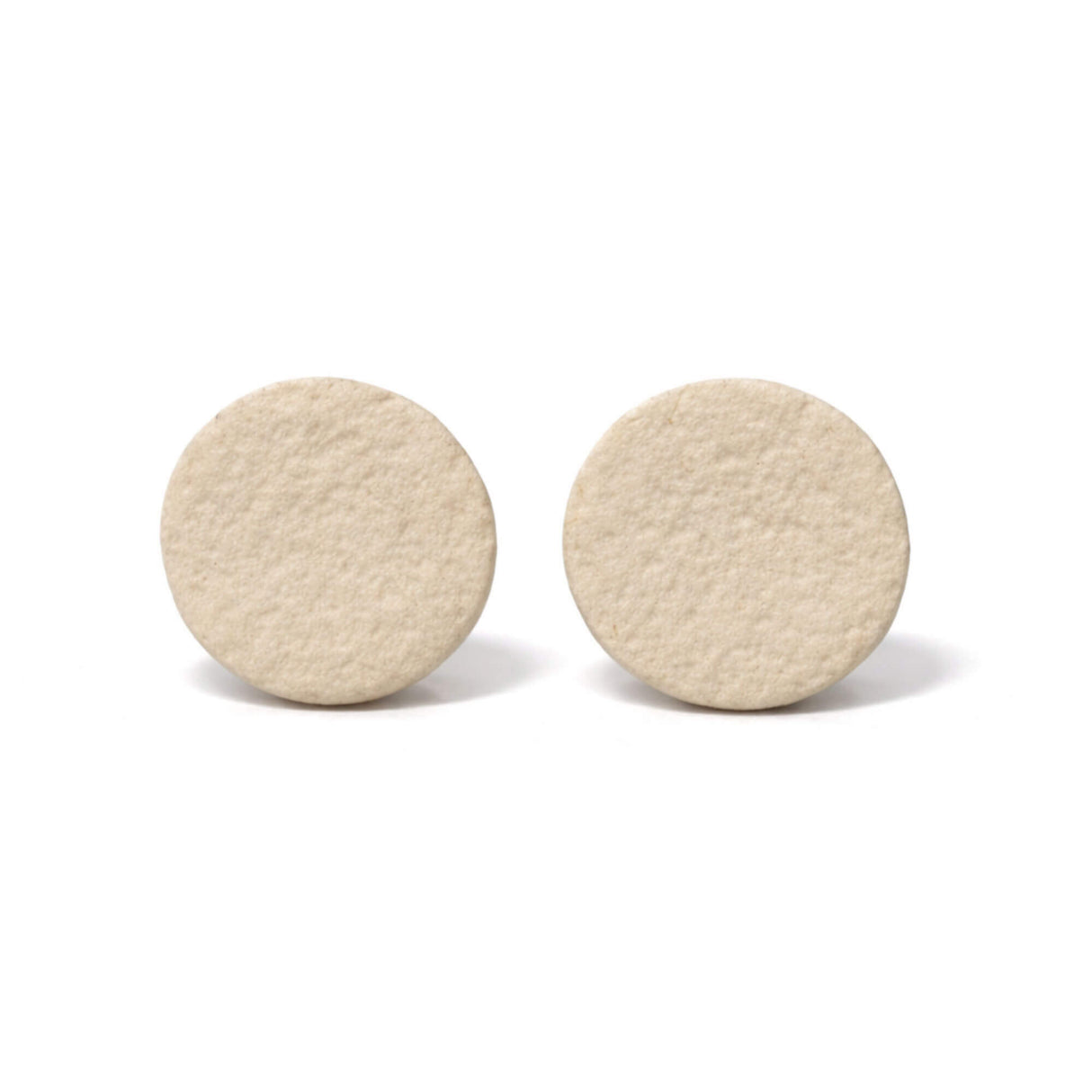 Large cream stud earrings, handmade clay jewellery at lottie of london