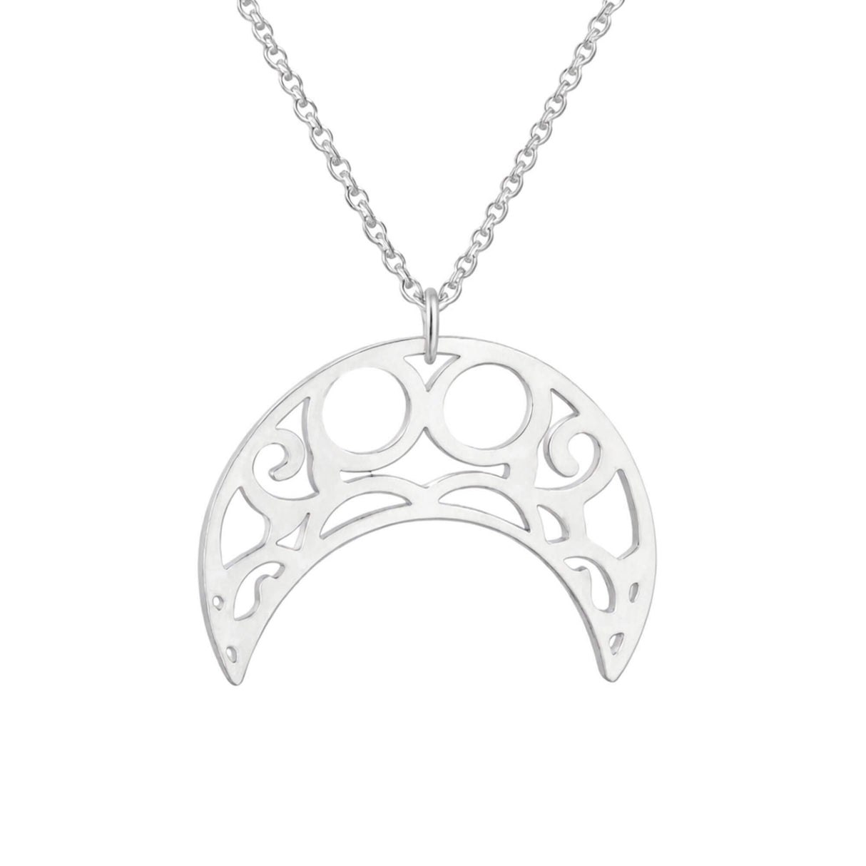 silver crescent moon pendant necklace at lottie of london jewellery