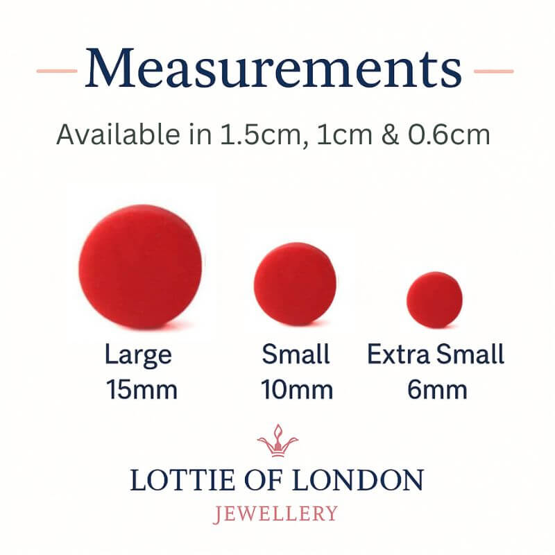 red clay stud earrings handmade sizes at lottie of london