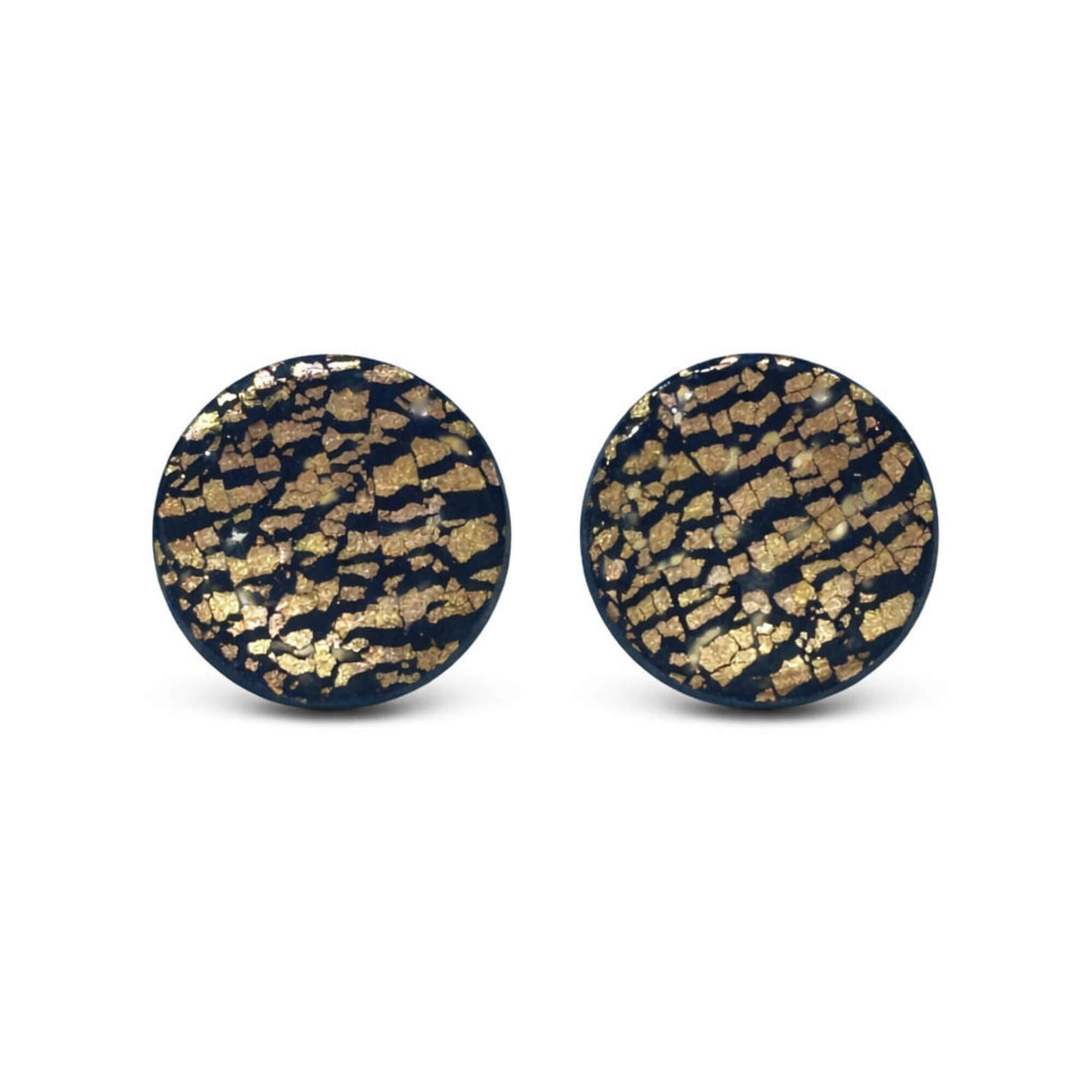 Large Navy and Gold Stud Earrings for Women | handmade at Lottie Of London Jewellery