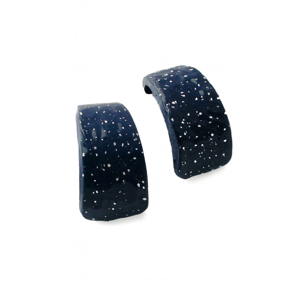 navy blue hoop earrings handmade at lottie of london
