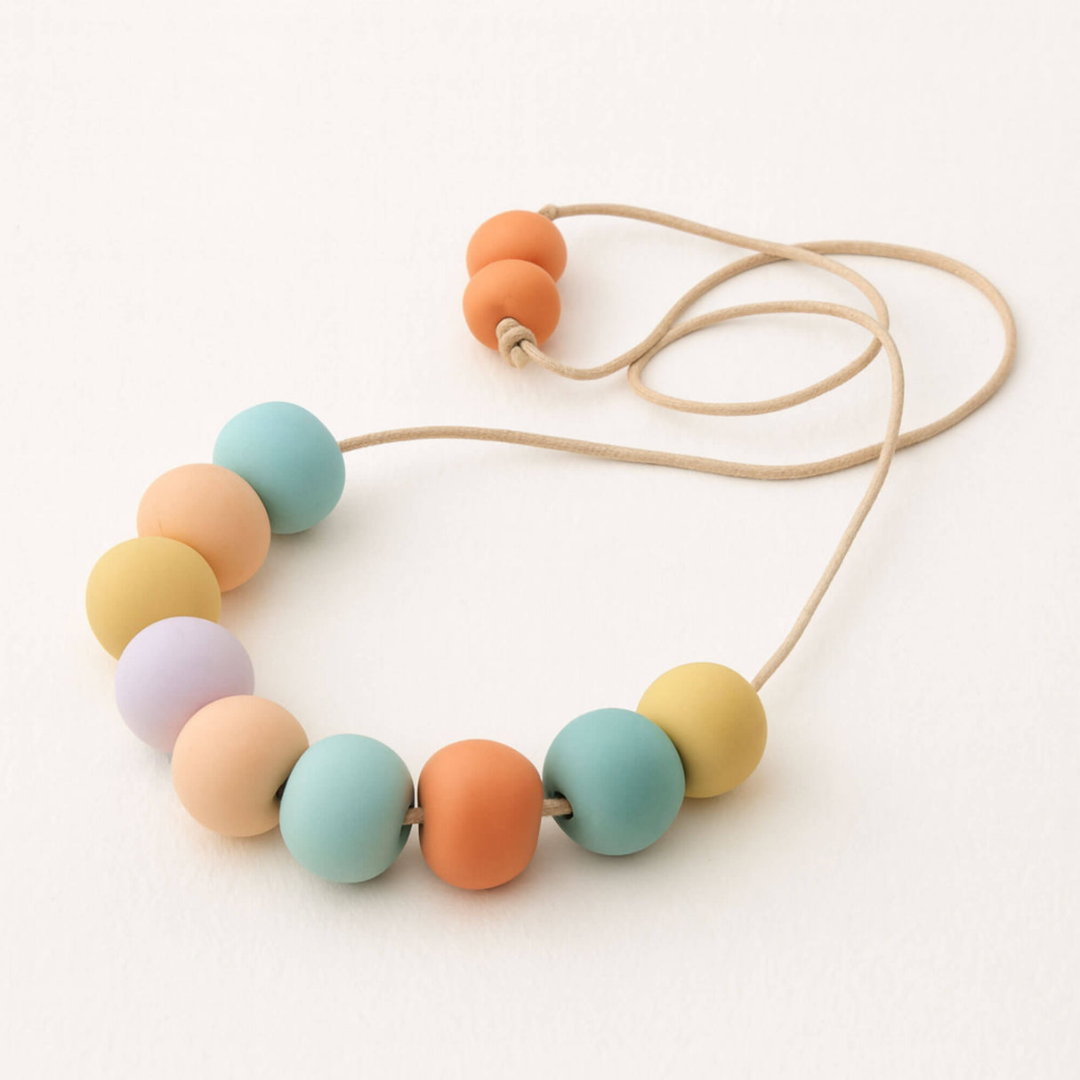 Colourful Bead Necklace | Adjustable Long Pastel Clay Necklace