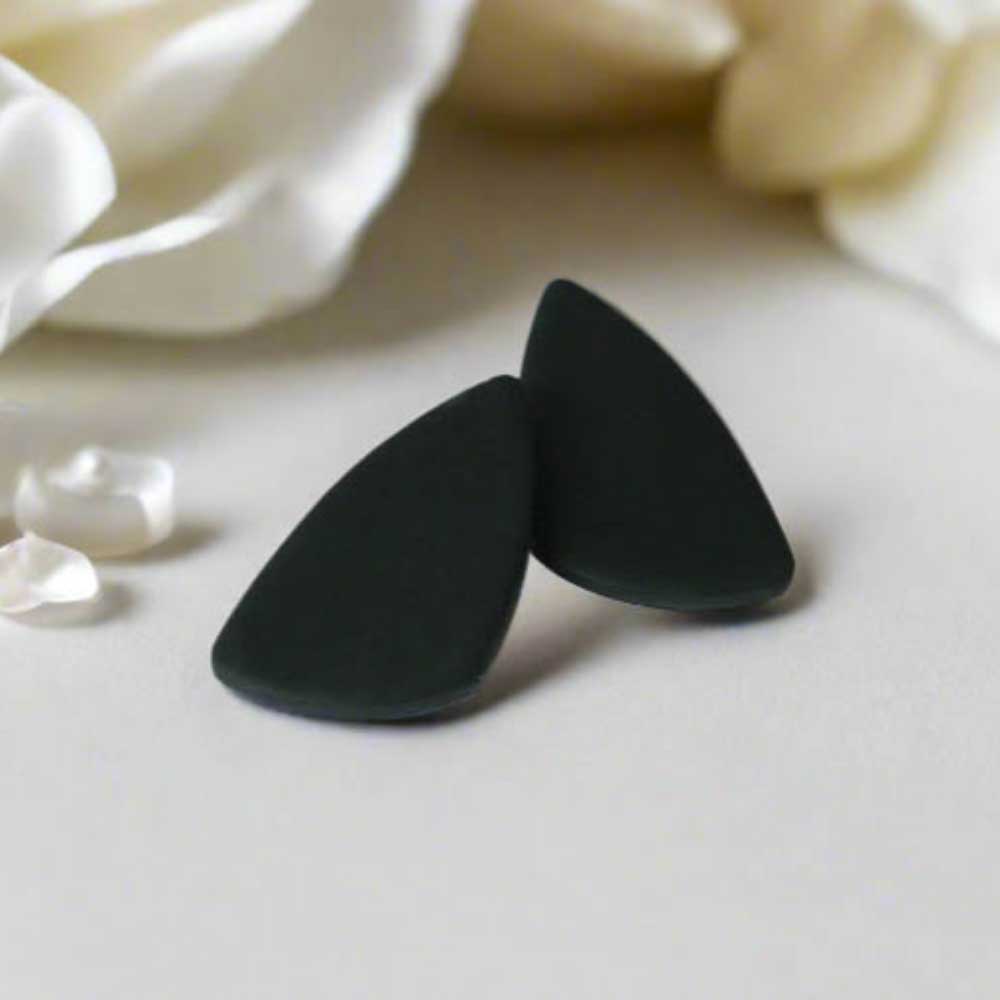 Black Geometric Statement Stud Earrings for Women