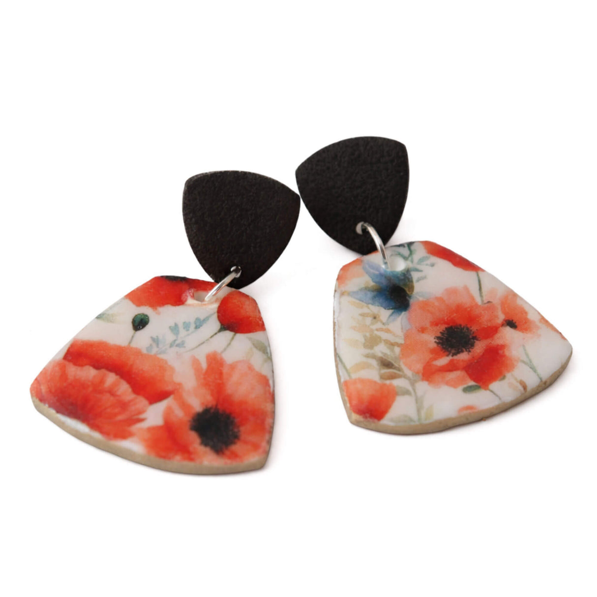 Poppy Drop Earrings for Women Floral Print | Limited Edition