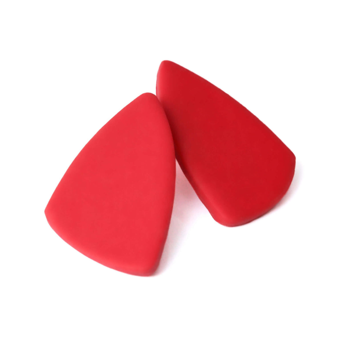 Red Geometric Statement Stud Earrings – Handmade Clay Jewellery