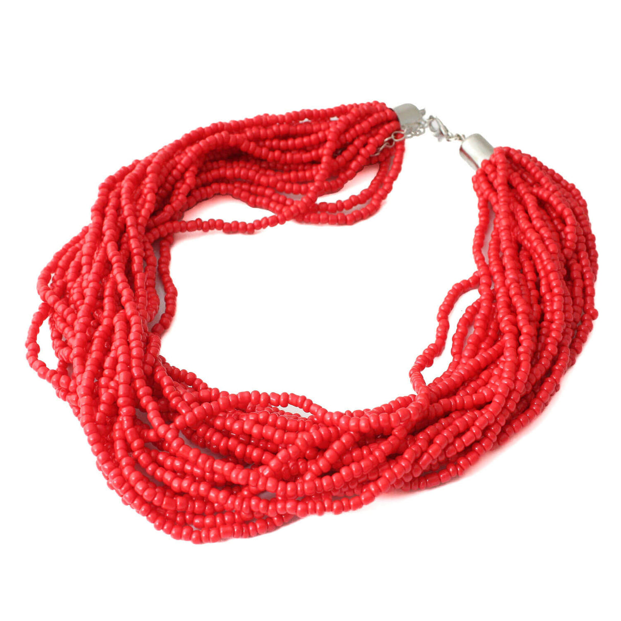 Red Multi-Strand Statement Necklace - Colourful Statement Jewellery
