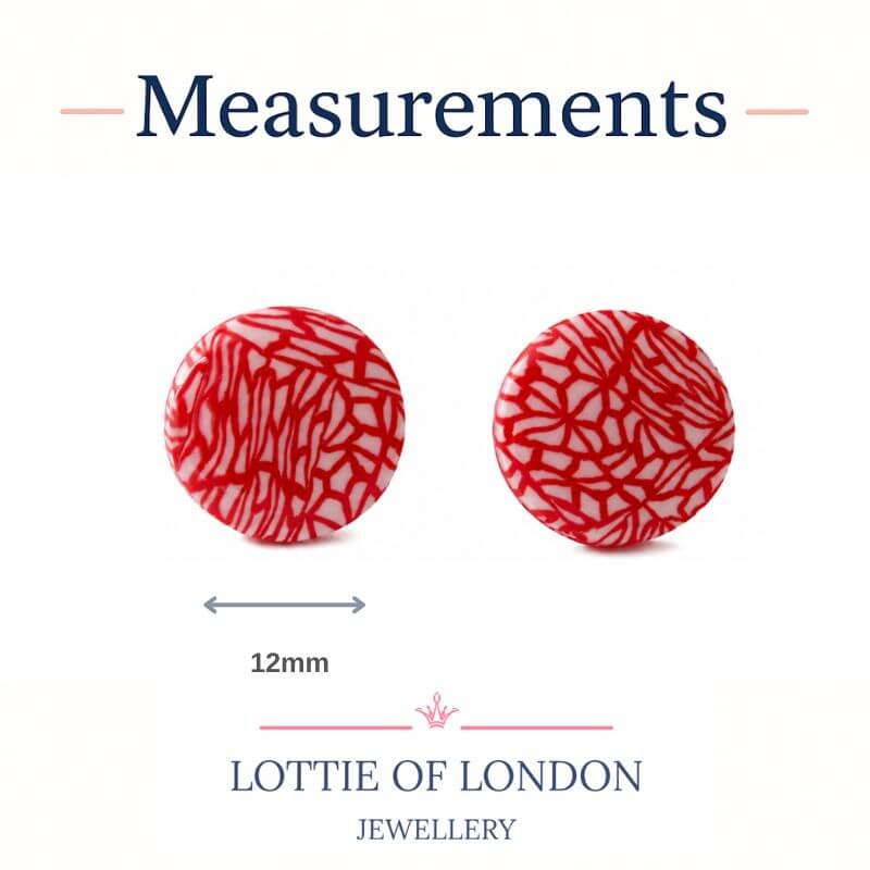 Red & White Pattern Stud Earrings | Minimalist Clay Studs