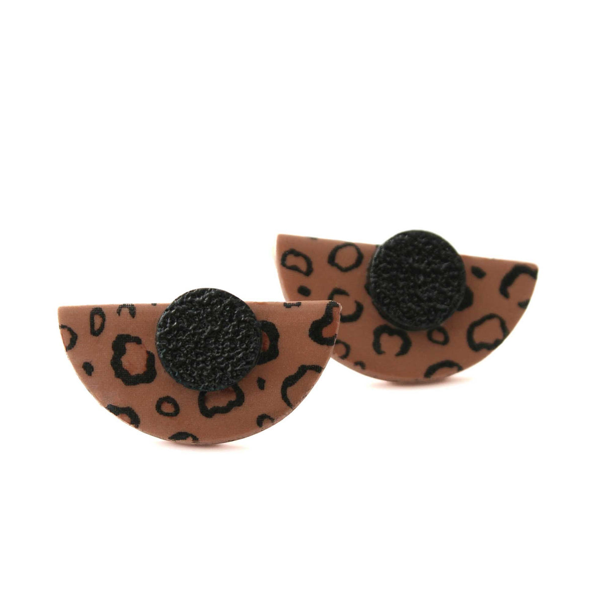 Statement Stud Earrings in Leopard Print | Art Deco Style