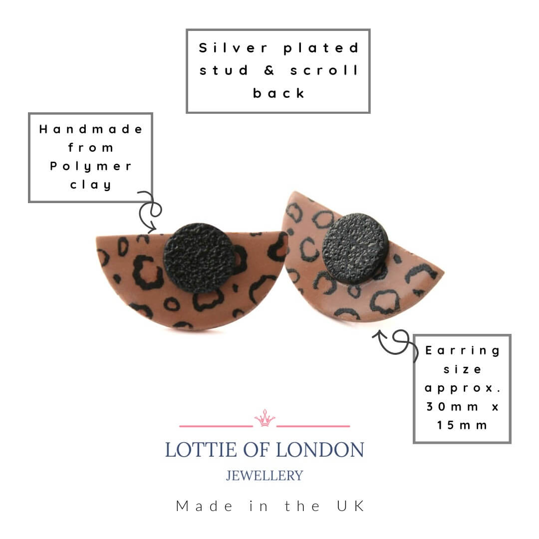 Statement Stud Earrings in Leopard Print | Art Deco Style