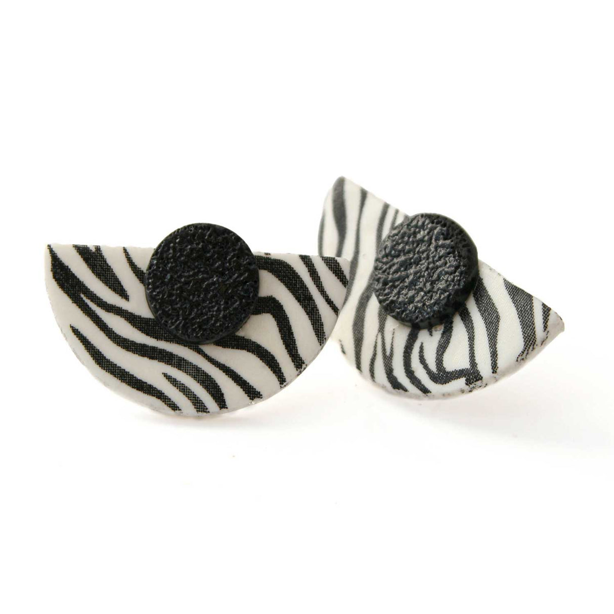 Statement Stud Earrings in Zebra Print | Unique Art Deco Style