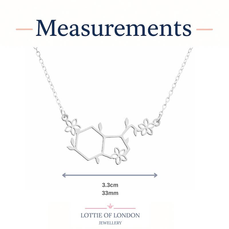 Silver Molecule Necklace for Women Size guide - Lottie Of London Jewellery