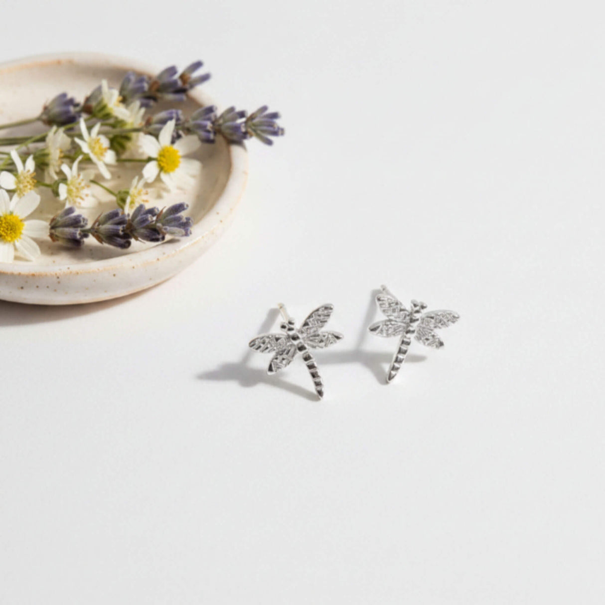 Dragonfly Stud Earrings for Women in Silver