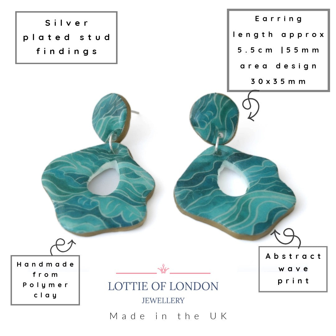 Blue Wave Drop Earrings for Women | Limited Edition Statement Jewellery
