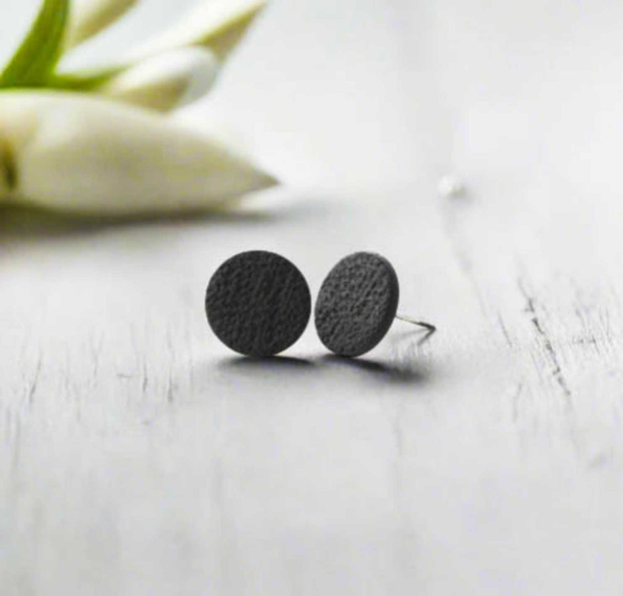 Black Round Stud Earrings for Women | Minimalist Clay Jewellery