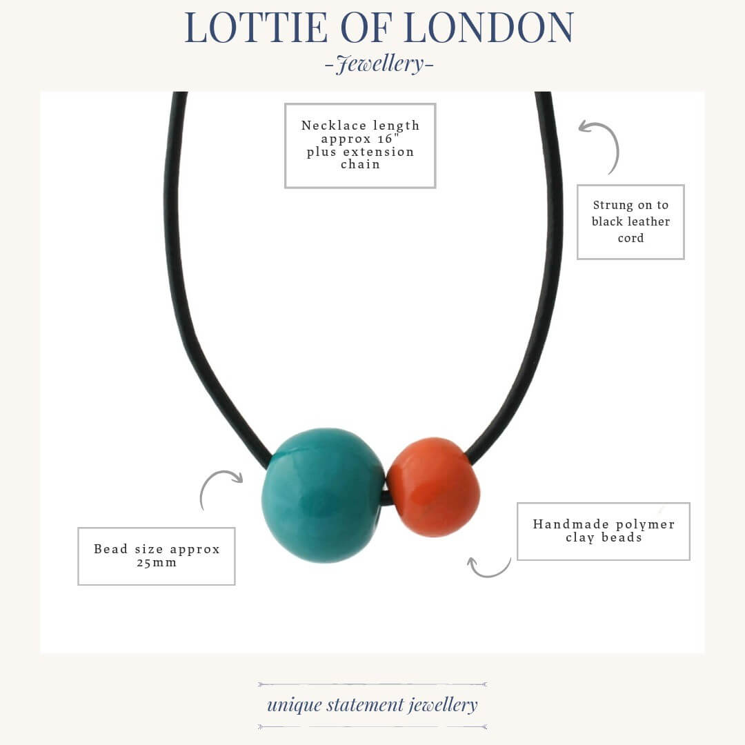 Teal Blue Chunky Bead Necklace for Women | Unique Statement Jewellery