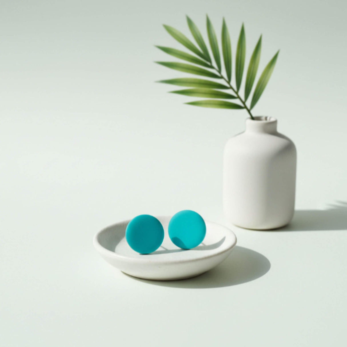 turquoise blue large stud earrings handmade at lottie of london