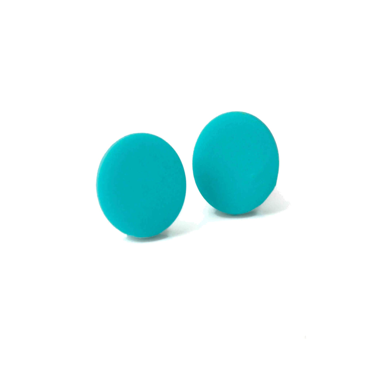 turquoise blue large stud earrings handmade clay jewellery at lottie of london
