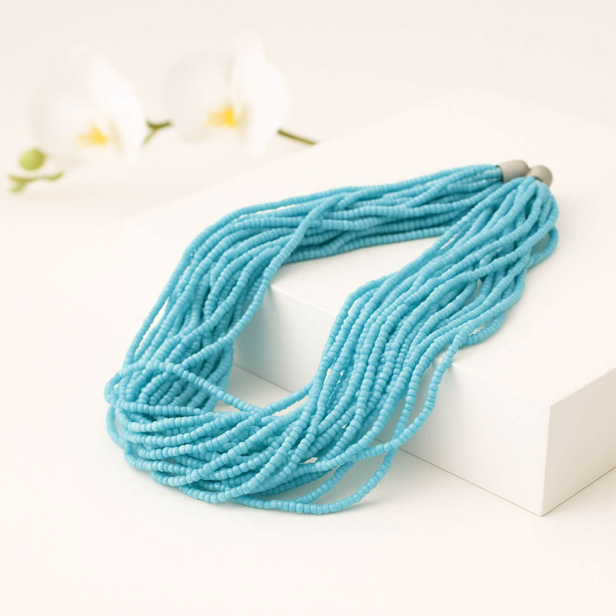 Turquoise Blue Multi-Strand Statement Necklace - Colourful Statement Jewellery