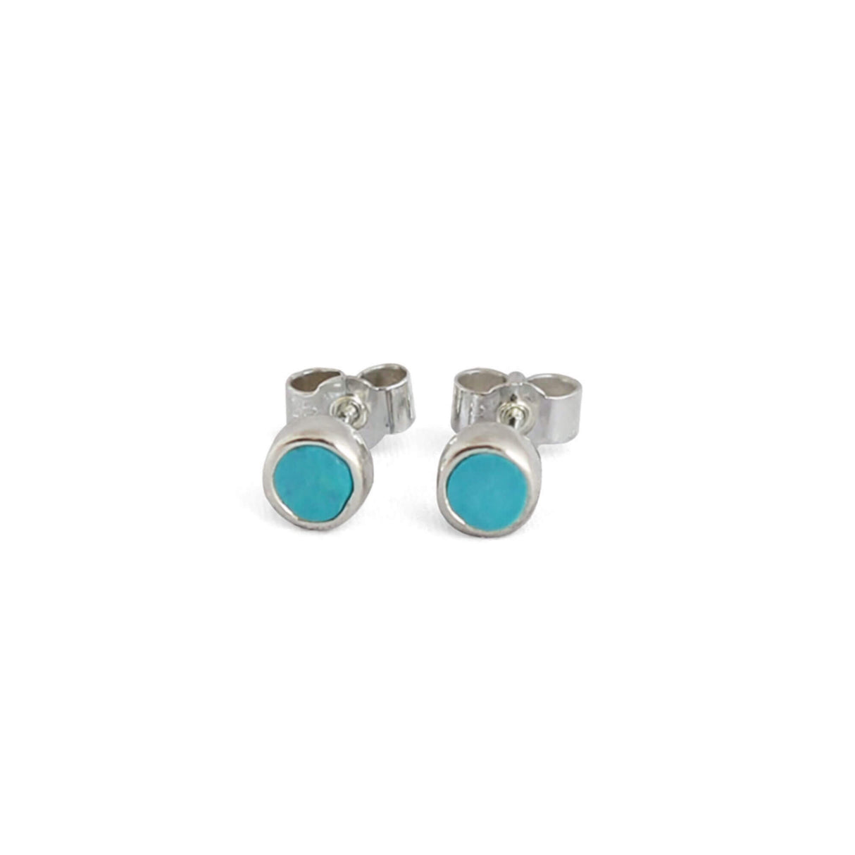 Sterling silver turquoise blue small stud earrings handmade at lottie of london