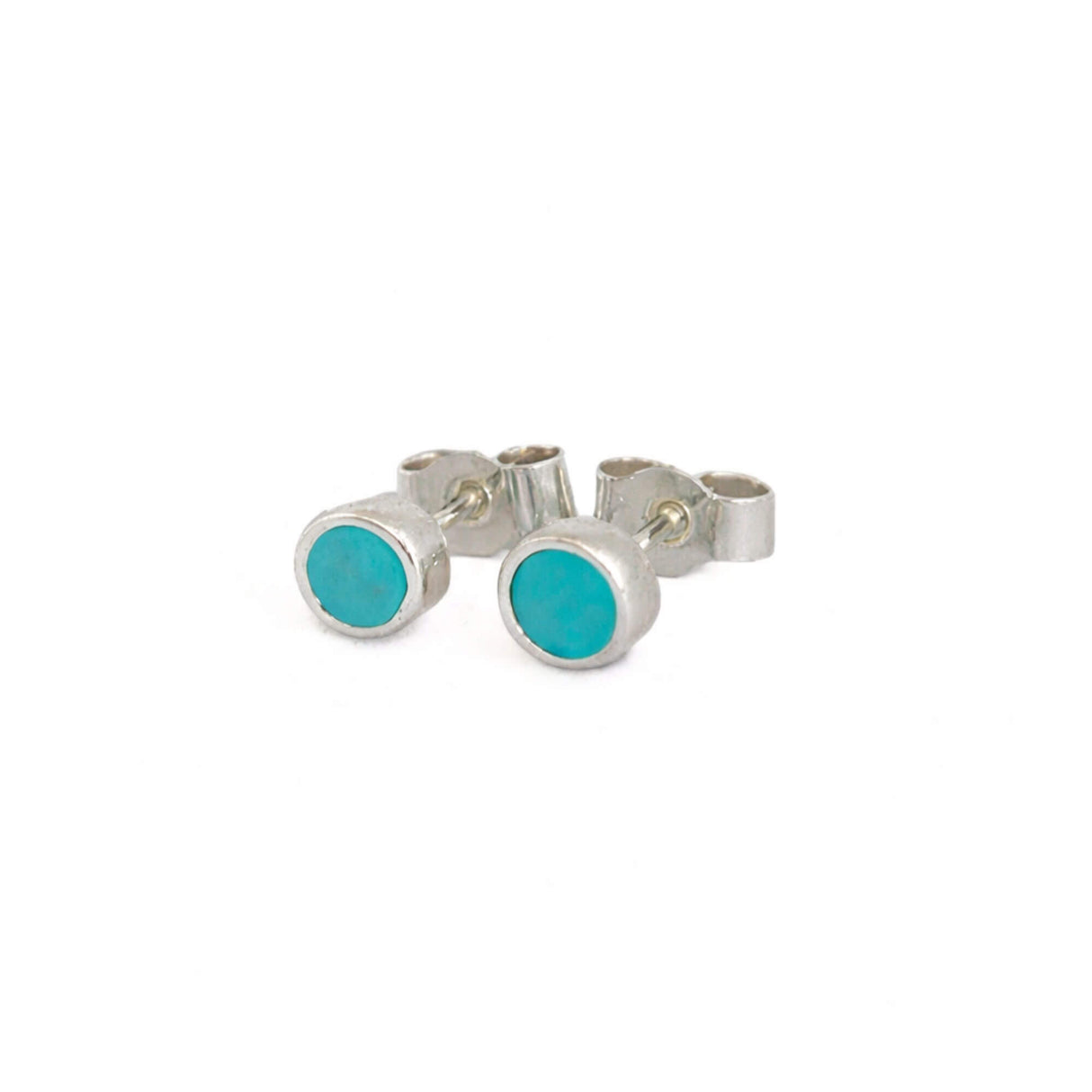turquoise blue sterling silver small stud earrings handmade at lottie of london