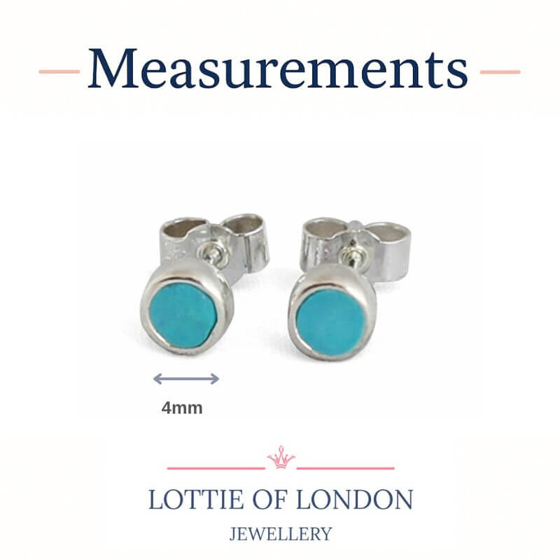 turquoise sterling silver small stud earrings size handmade at lottie of london