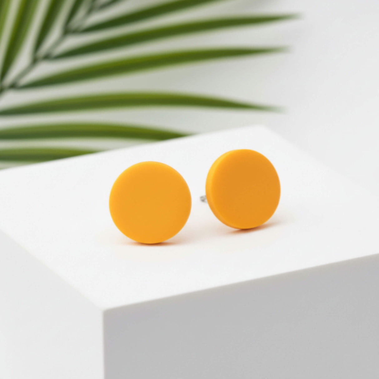 Bright Yellow Stud Earrings – Minimalist Handmade Clay Jewellery
