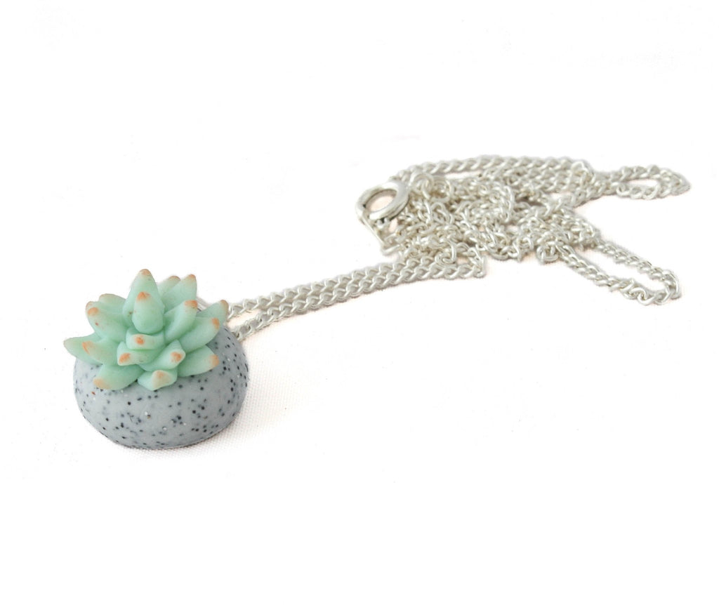 Succulent Charm Necklace on Silver Plated Chain - Lottie Of London Jewellery