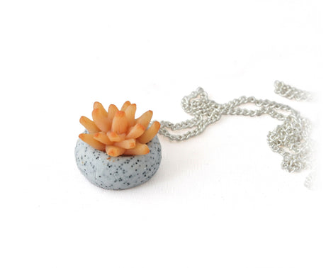 Succulent Charm Necklace on Silver Plated Chain - Lottie Of London Jewellery