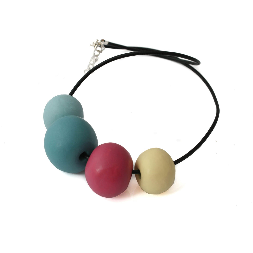 chunky bead necklace for women | Multi coloured clay statement jewellery