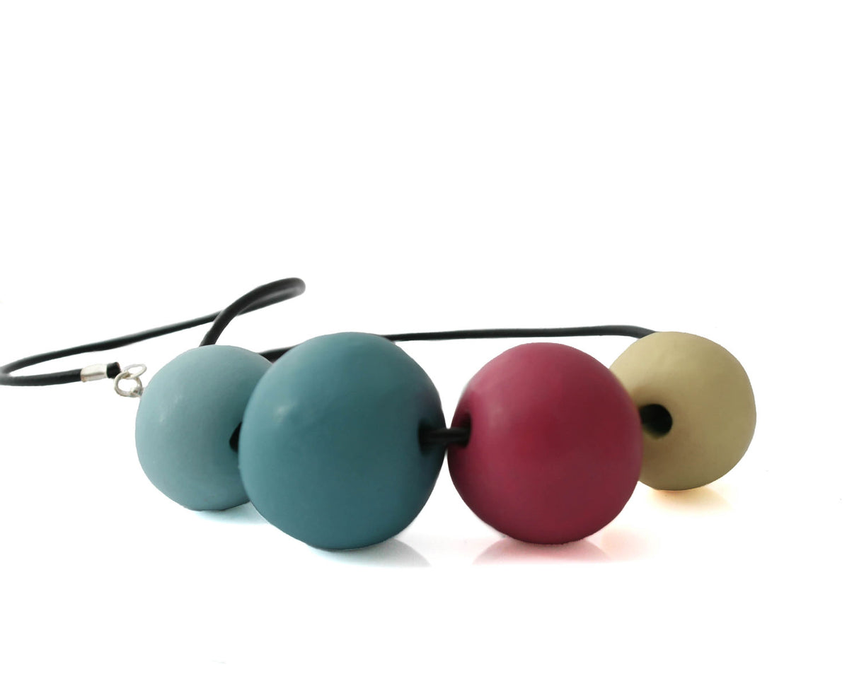 chunky bead necklace for women | Multi coloured clay statement jewellery