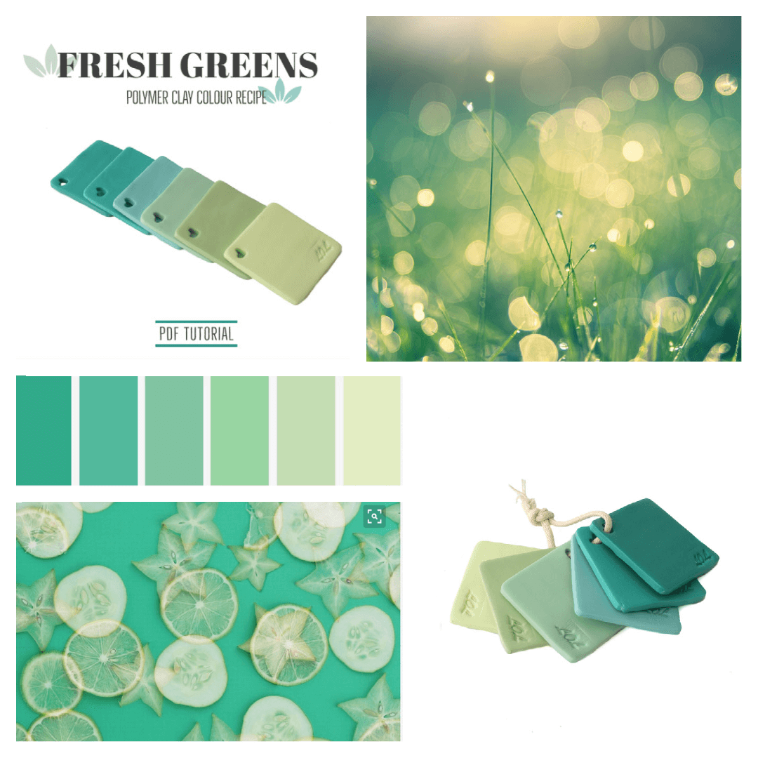 Polymer clay tutorials for colour mixing | Green Colour Palette