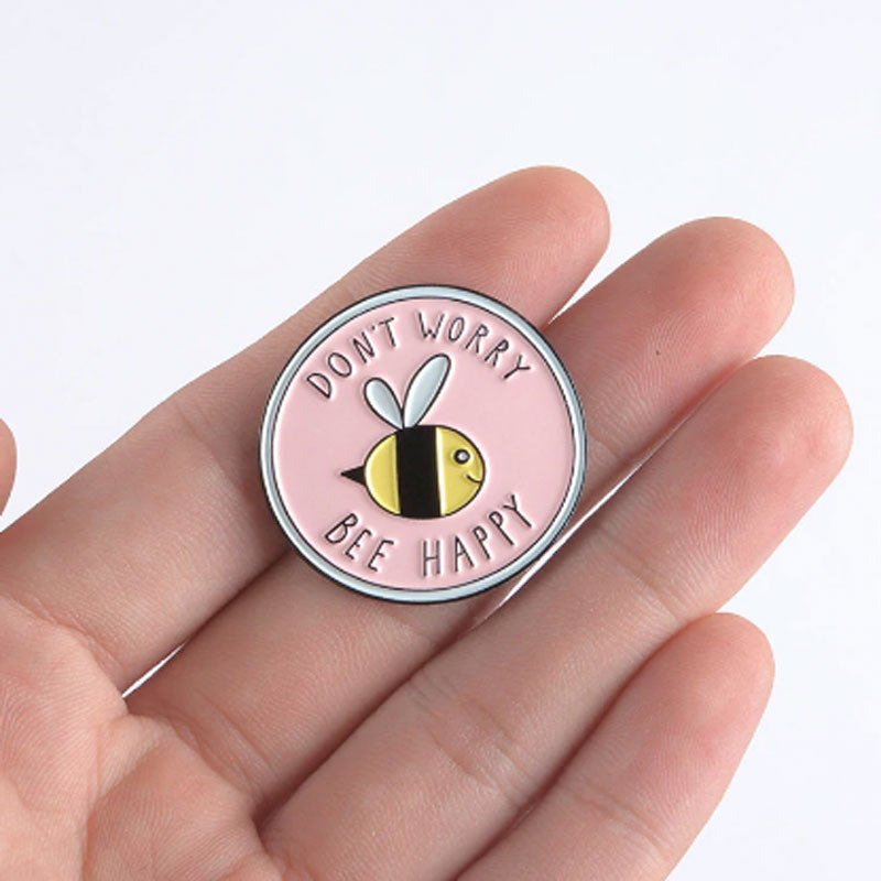 Enamel Pins Bee Happy | Fun Quotes Pins at Lottie Of London
