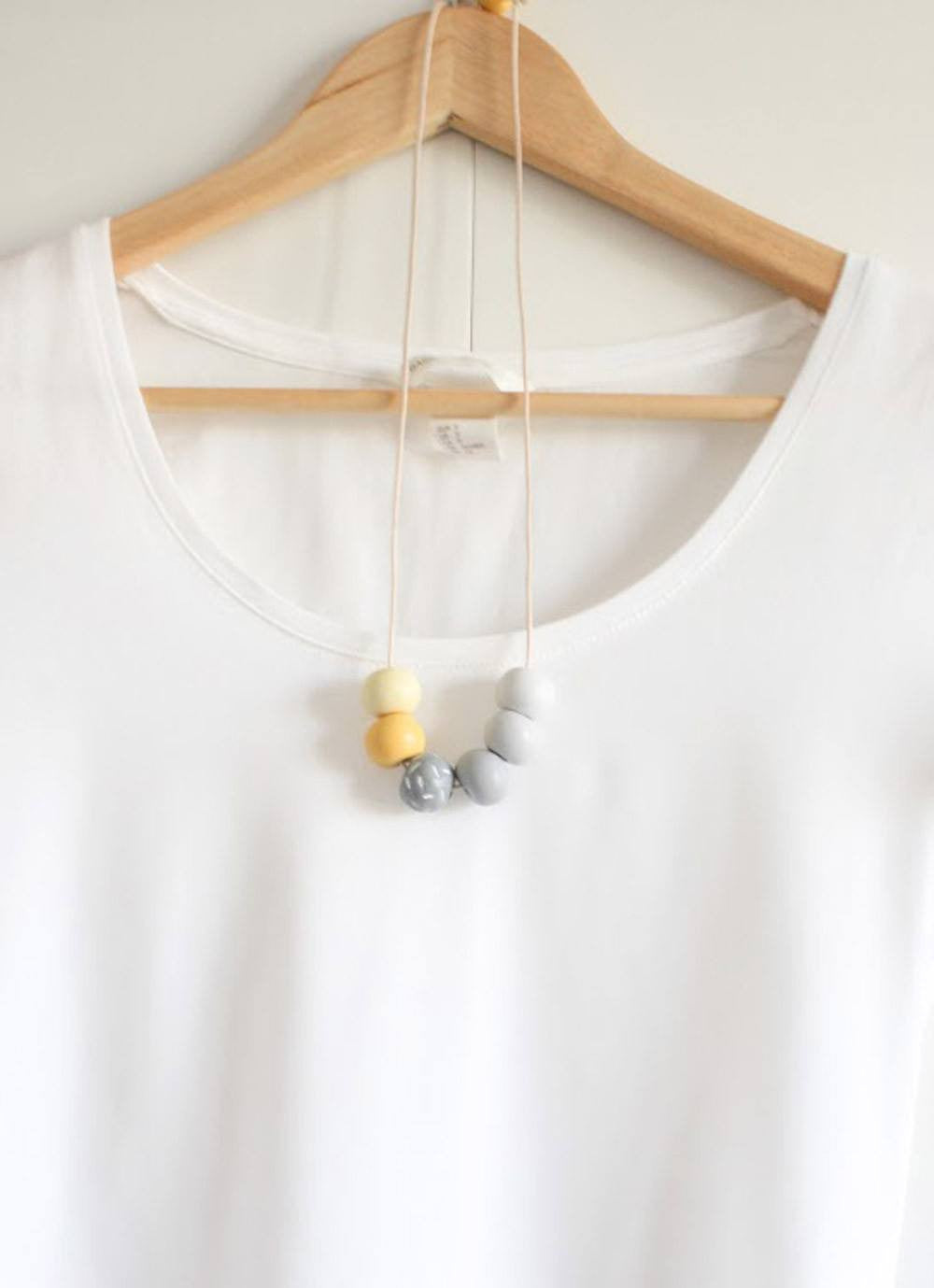 Long Bead Necklace In Grey - Lottie Of London Jewellery