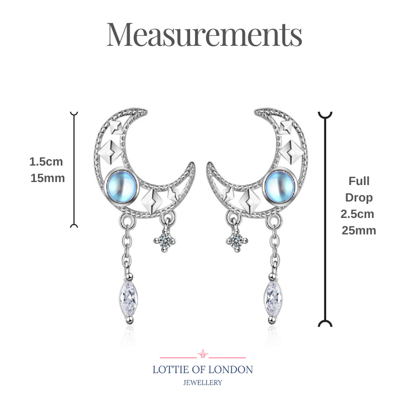 Moon stud earrings for women | Moonstone jewellery gifts