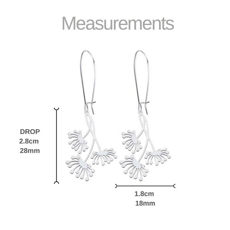 Dandelion wishes drop earrings for women | Floral jewellery at Lottie Of London