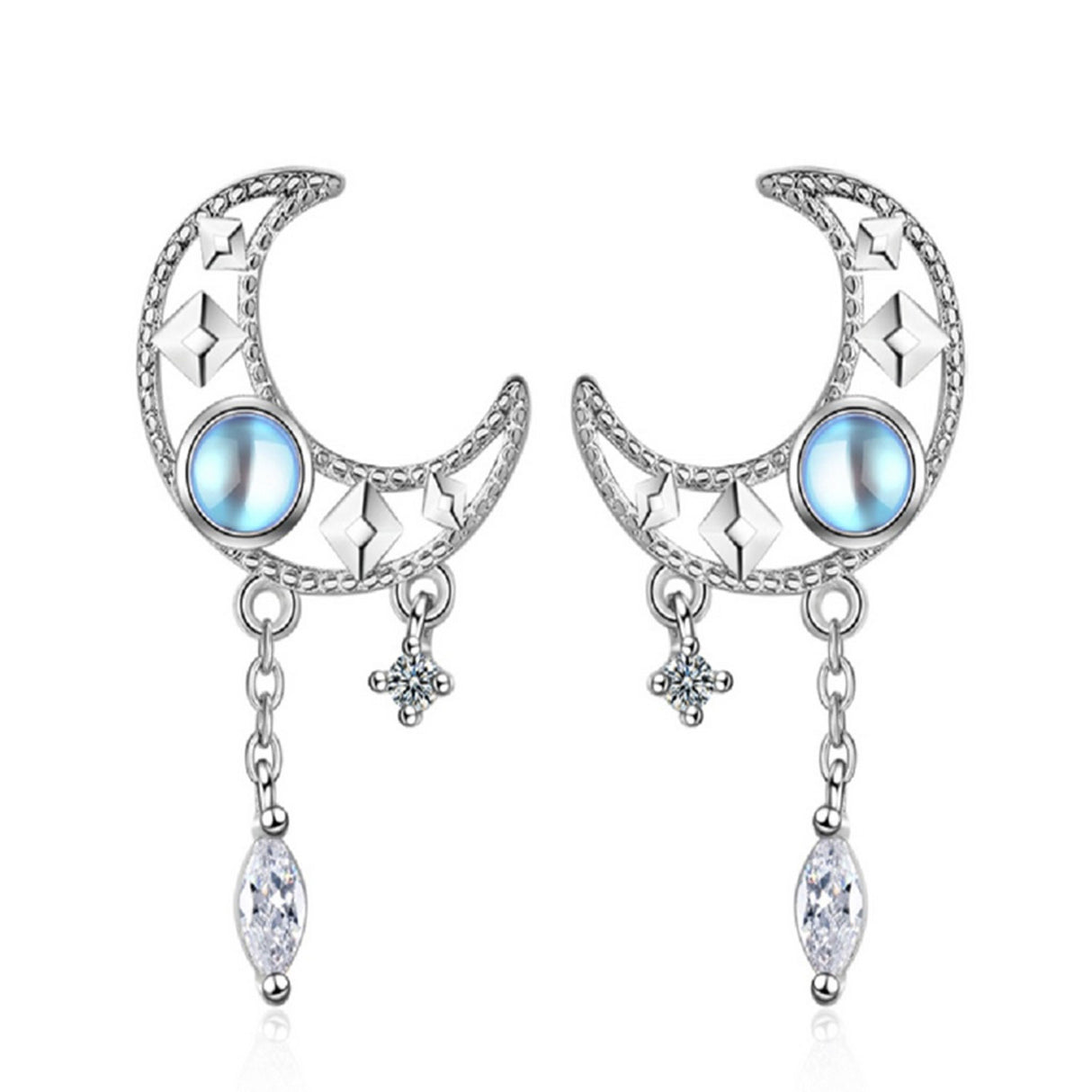 Moon stud earrings for women | Moonstone jewellery gifts