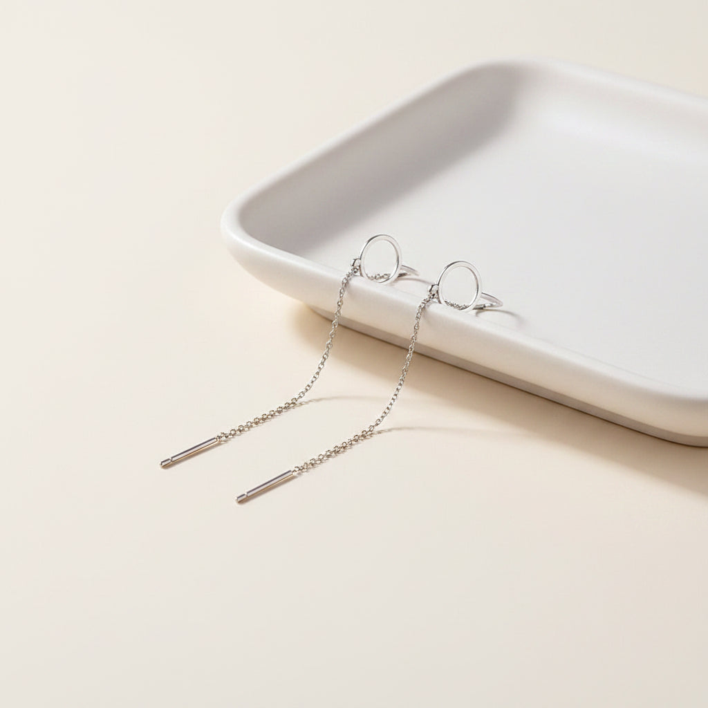 Circle Threader Earrings for Women | Drop Earrings | Minimalist Jewellery