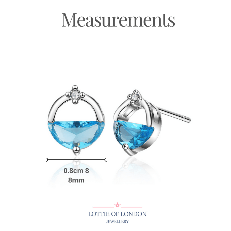 Turquoise CZ Circle Stud Earrings for Women