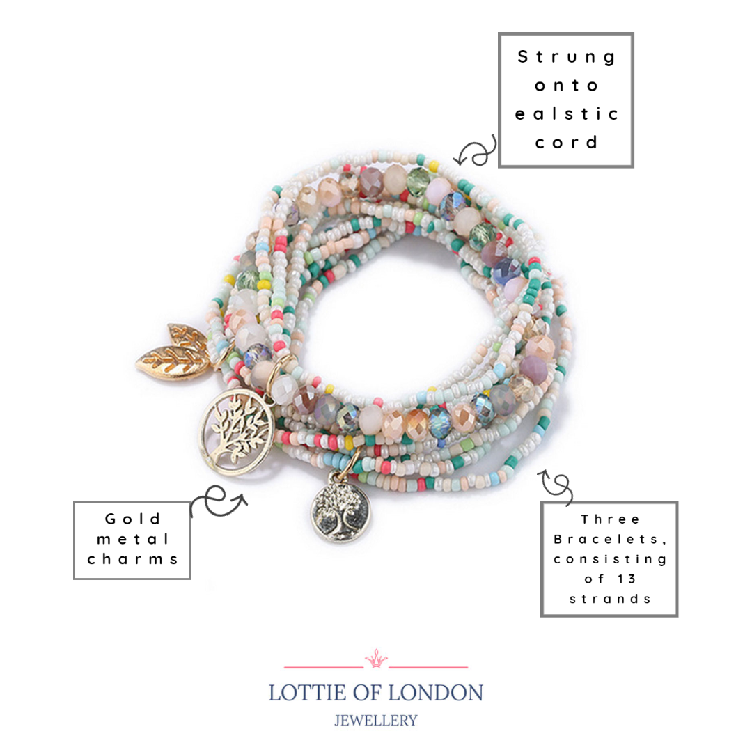 White Boho Stacking Bracelets | Multi Strand Bracelet